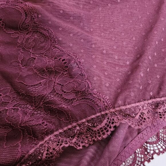 5X 28W Torrid Purple Brief Panty Lace Lingerie Mesh Dot Keyhole Plussize Boudior - Picture 4 of 7